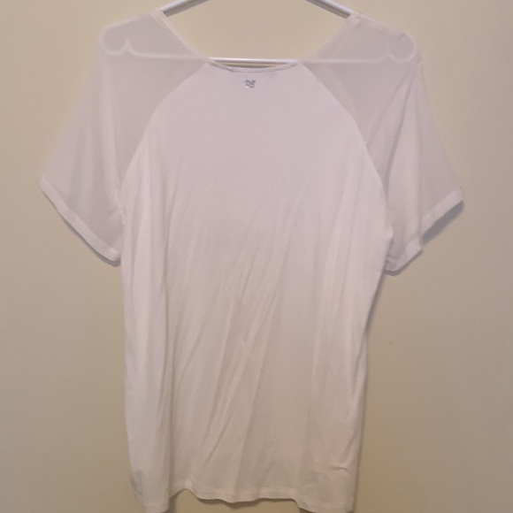 Weekend MaxMara size L cream blouse asymmetrical frill -short sleeves - Picture 2 of 4